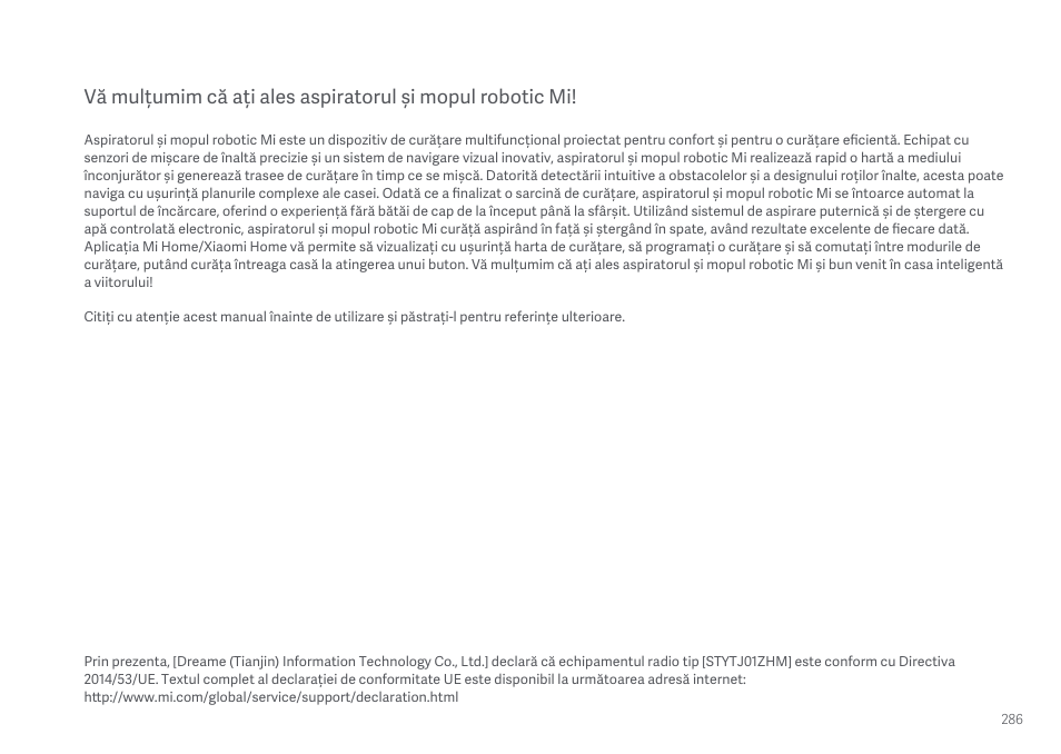 13 罗马尼亚文-修改 | Xiaomi Mi Robot Vacuum-Mop User Manual | Page 149 / 182
