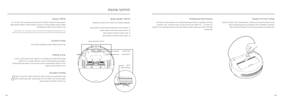 תפטוש הקוזחת, ףטוש-באושה ינשייח, תנעטנ הללוס | הניעטה תדמע, החשוק ןוכדע, תכרעמה לוחתא, לעפמה תורדגה רוזחש םילכתמ םירמוח סופיא | Xiaomi Mi Robot Vacuum-Mop User Manual | Page 167 / 182