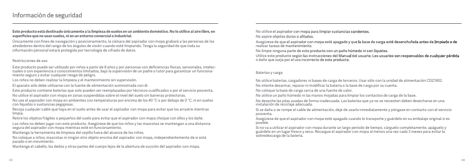 Información de seguridad | Xiaomi Mi Robot Vacuum-Mop User Manual | Page 24 / 182