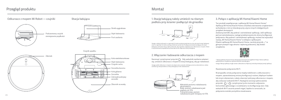 Montaż, Przegląd produktu | Xiaomi Mi Robot Vacuum-Mop User Manual | Page 88 / 182