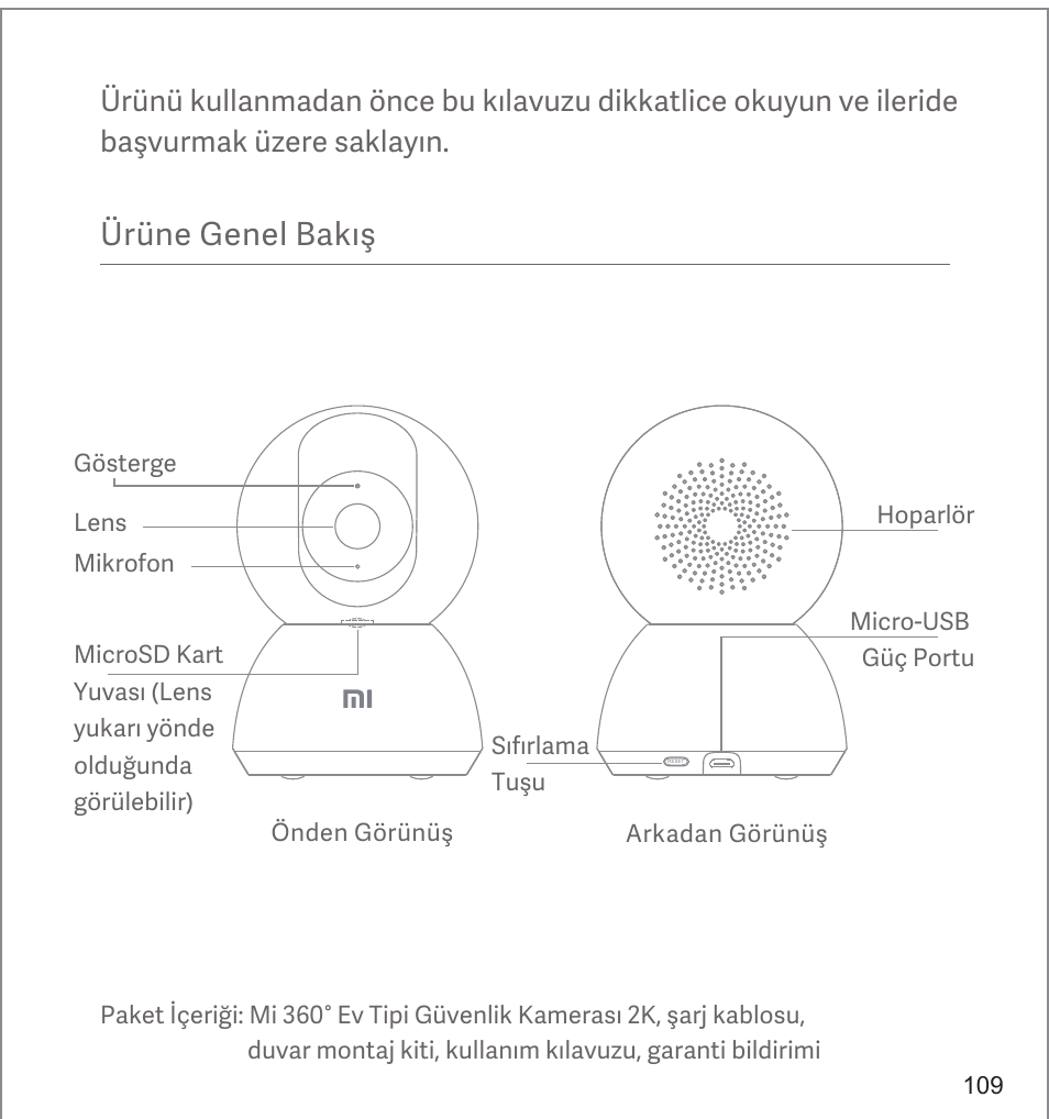 Ürüne genel bakış | Xiaomi Mi 360° User Manual | Page 110 / 169