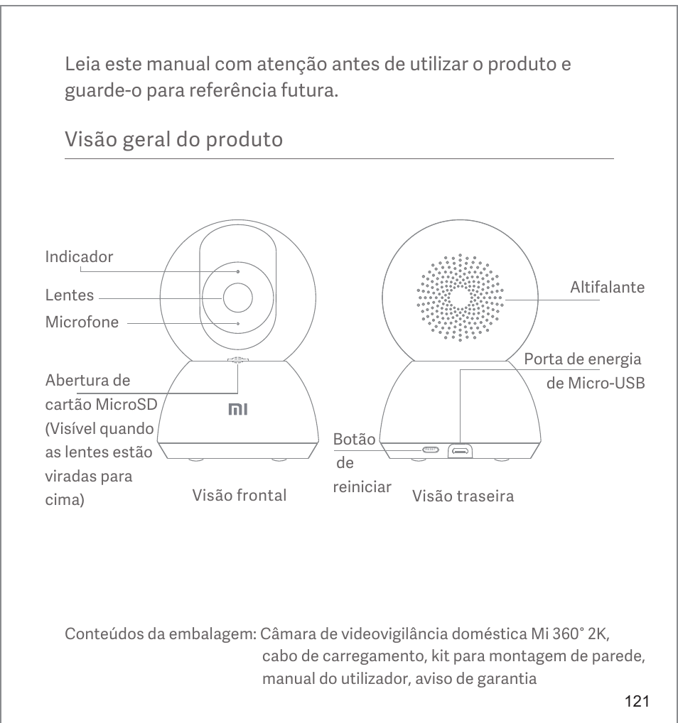 Visão geral do produto | Xiaomi Mi 360° User Manual | Page 122 / 169