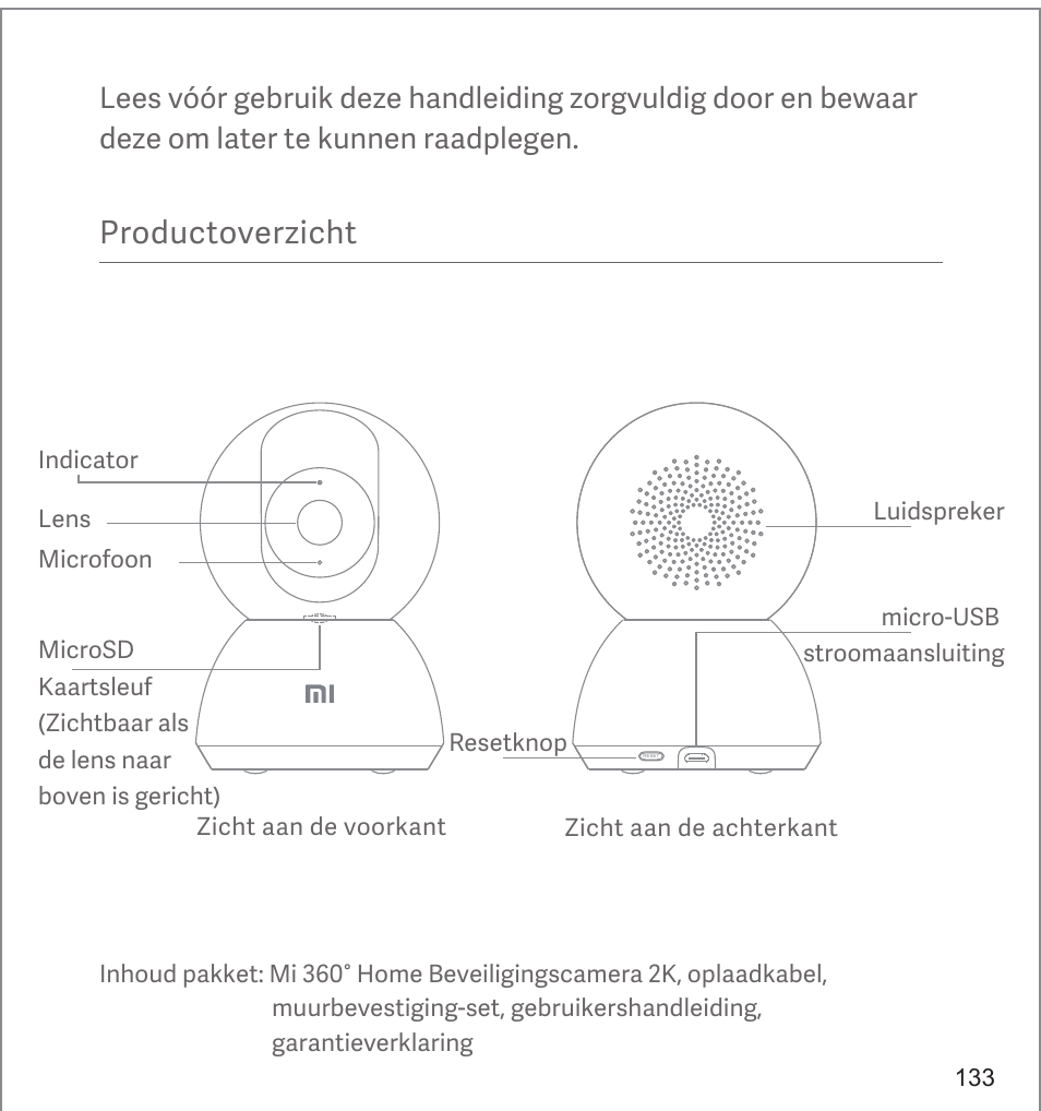 Productoverzicht | Xiaomi Mi 360° User Manual | Page 134 / 169