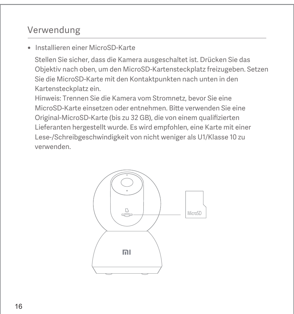 Verwendung | Xiaomi Mi 360° User Manual | Page 17 / 169