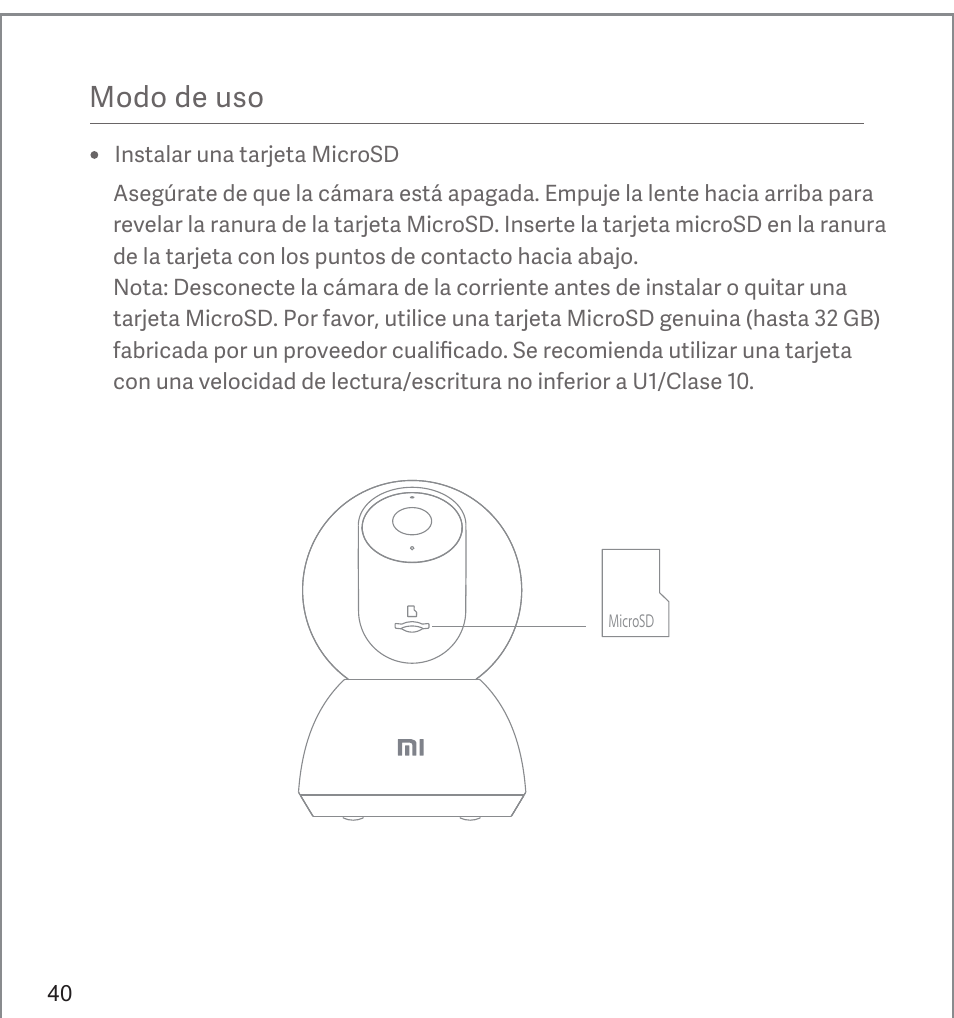 Modo de uso | Xiaomi Mi 360° User Manual | Page 41 / 169