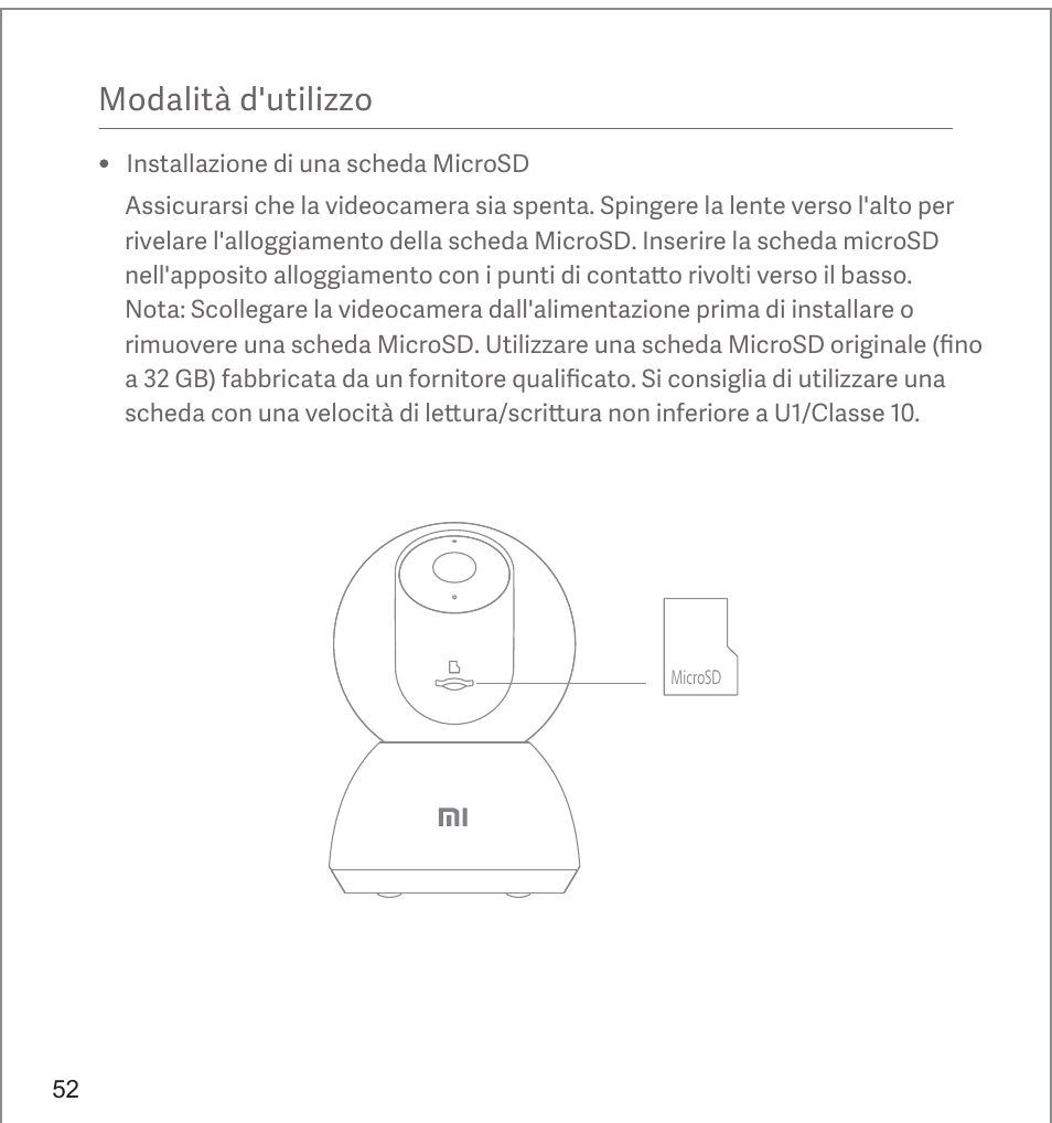 Modalità d'utilizzo | Xiaomi Mi 360° User Manual | Page 53 / 169