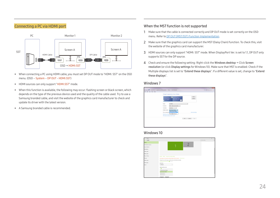 Connecting a pc via hdmi port | Samsung S27A600UUN 27" 16:9 FreeSync QHD HDR IPS Monitor User Manual | Page 24 / 47