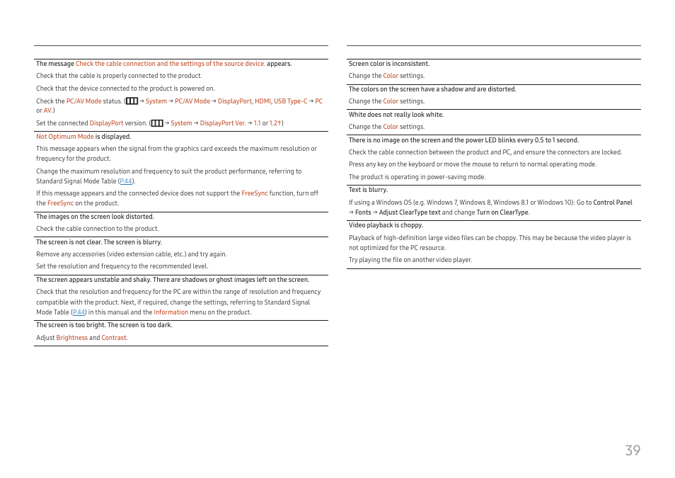 Samsung S27A600UUN 27" 16:9 FreeSync QHD HDR IPS Monitor User Manual | Page 39 / 47