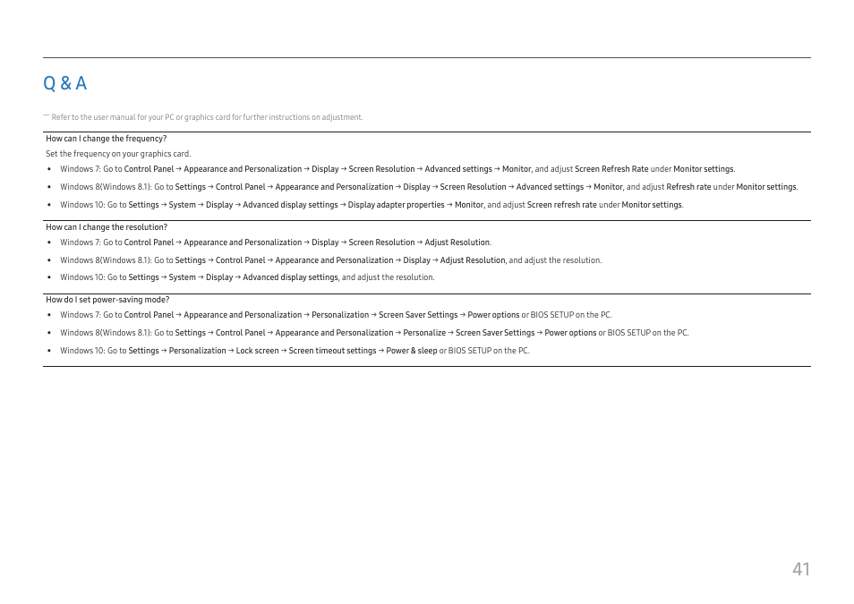 Q & a, How can i change the, Resolution | 41 q & a | Samsung S27A600UUN 27" 16:9 FreeSync QHD HDR IPS Monitor User Manual | Page 41 / 47