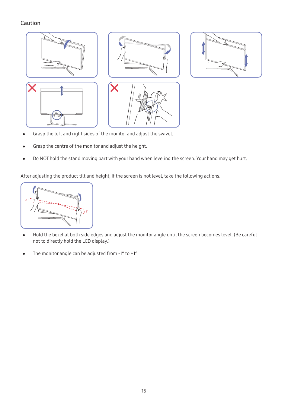 Caution | Samsung Odyssey G70B 28" 4K HDR 144 Hz Gaming Monitor User Manual | Page 15 / 49