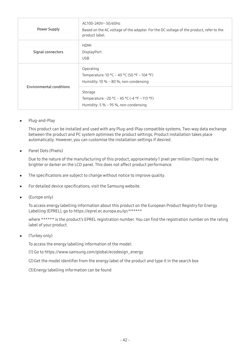 Samsung Odyssey G70B 28" 4K HDR 144 Hz Gaming Monitor User Manual | Page 42 / 49