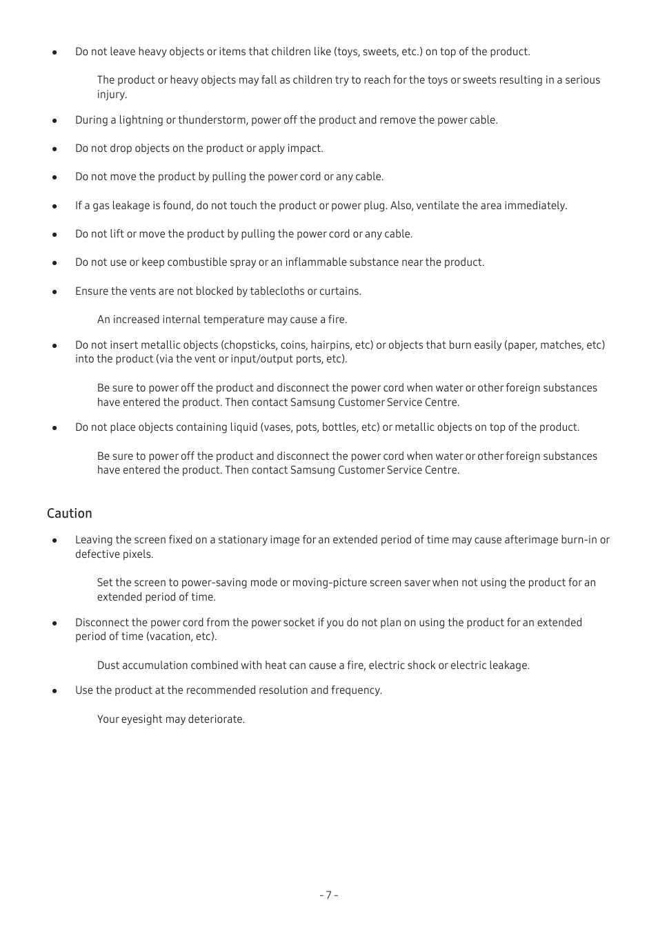 Caution | Samsung Odyssey G70B 28" 4K HDR 144 Hz Gaming Monitor User Manual | Page 7 / 49
