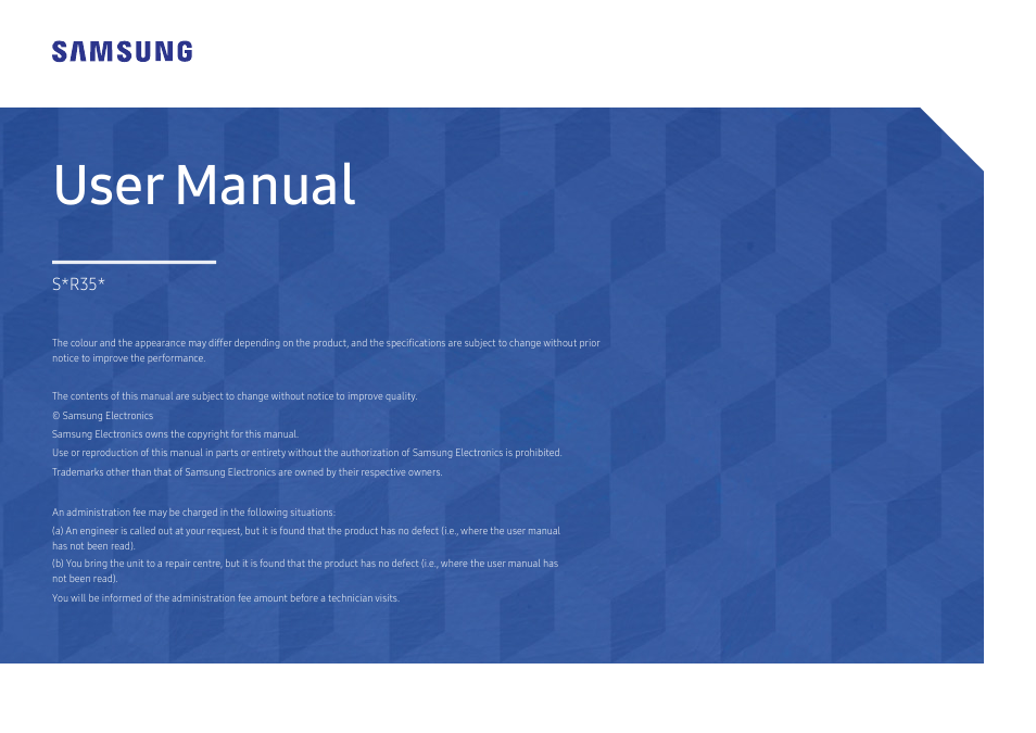 Samsung SR35 S27R356FHN 27" 16:9 FreeSync IPS Monitor User Manual | 44 pages