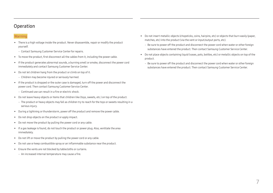 Operation, Operation 7 | Samsung SR35 S27R356FHN 27" 16:9 FreeSync IPS Monitor User Manual | Page 7 / 44