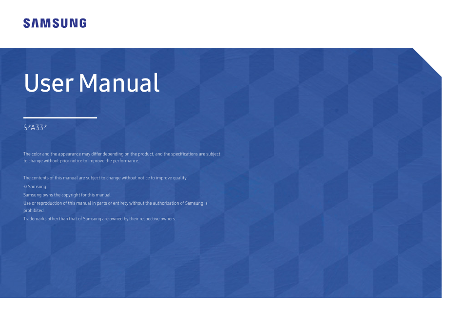 Samsung S24A336NHN 24" 16:9 LCD Monitor User Manual | 34 pages