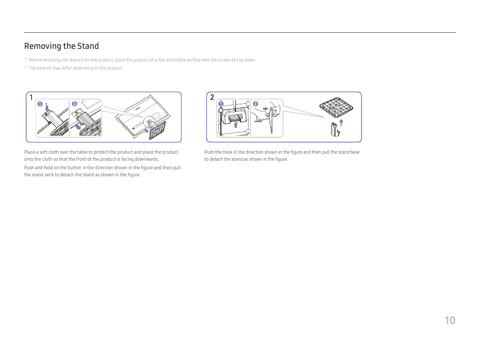 Removing the stand | Samsung S24A336NHN 24" 16:9 LCD Monitor User Manual | Page 10 / 34