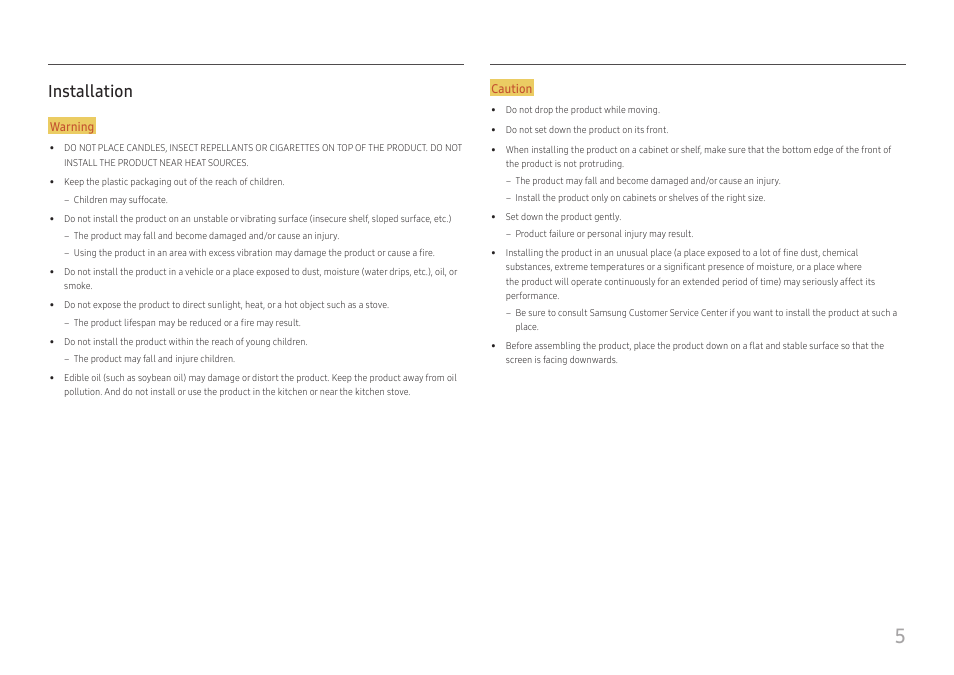 Installation, Installation 5 | Samsung S24A336NHN 24" 16:9 LCD Monitor User Manual | Page 5 / 34