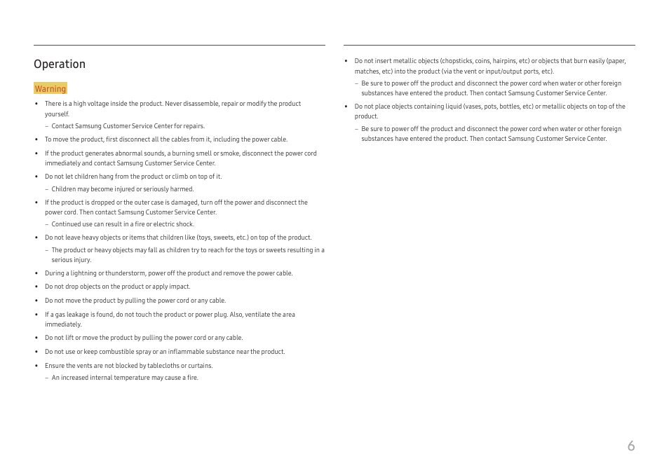 Operation, Operation 6 | Samsung S24A336NHN 24" 16:9 LCD Monitor User Manual | Page 6 / 34