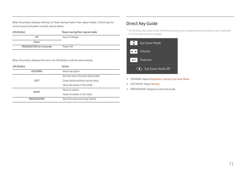 Direct key guide | Samsung ViewFinity UR50 28" 16:9 4K HDR FreeSync IPS Monitor User Manual | Page 11 / 46