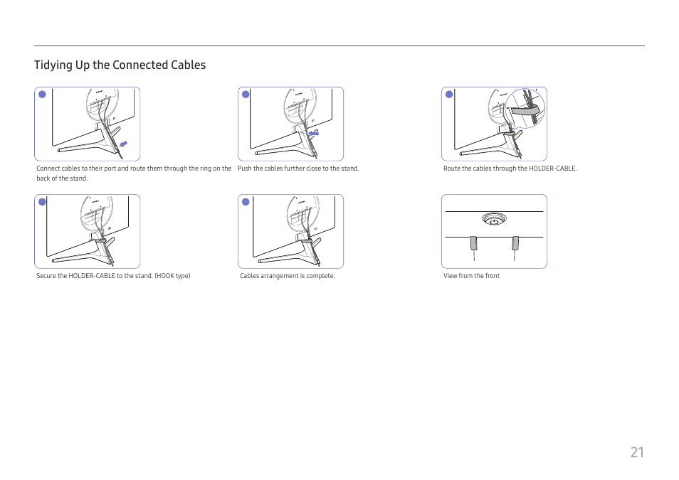 Tidying up the connected cables | Samsung ViewFinity UR50 28" 16:9 4K HDR FreeSync IPS Monitor User Manual | Page 21 / 46