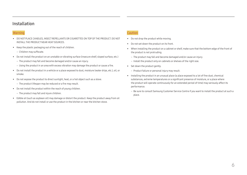 Installation, Installation 6 | Samsung ViewFinity UR50 28" 16:9 4K HDR FreeSync IPS Monitor User Manual | Page 6 / 46