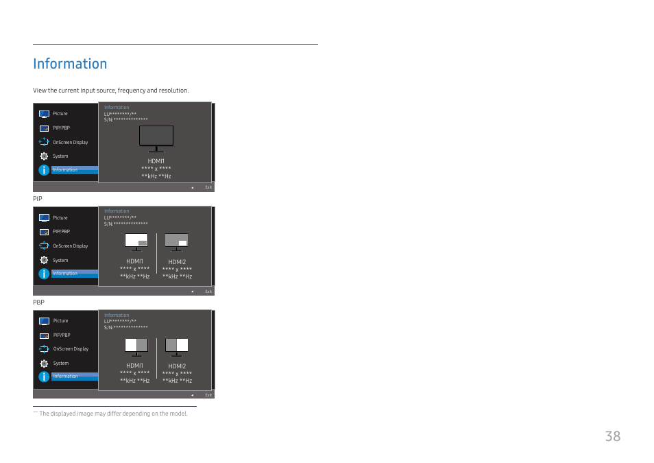 Information, Information 38, 38 information | Samsung U32J590 31.5" 16:9 4K UHD LCD Monitor User Manual | Page 38 / 48