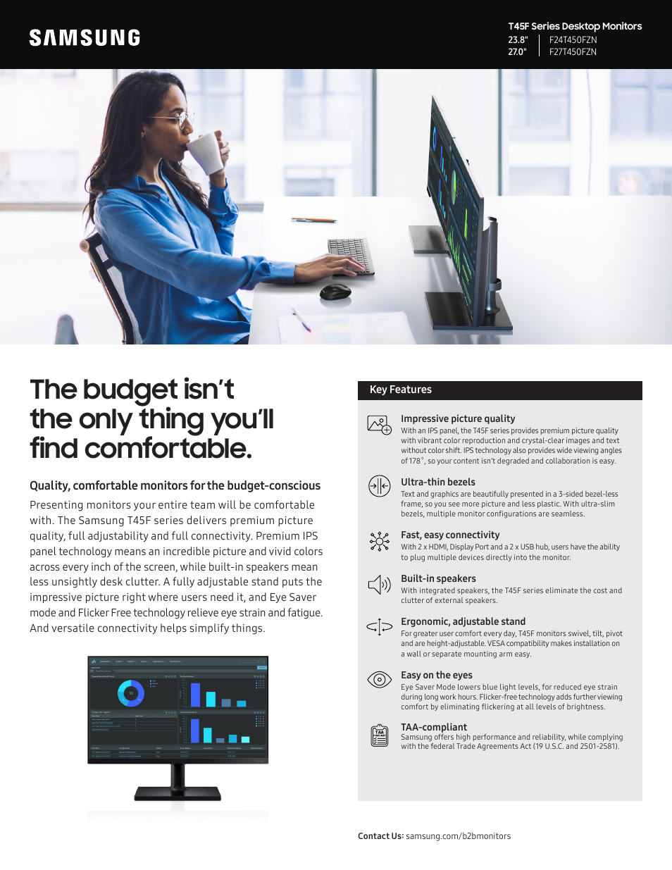 Samsung T45F 23.8" Monitor User Manual | 2 pages