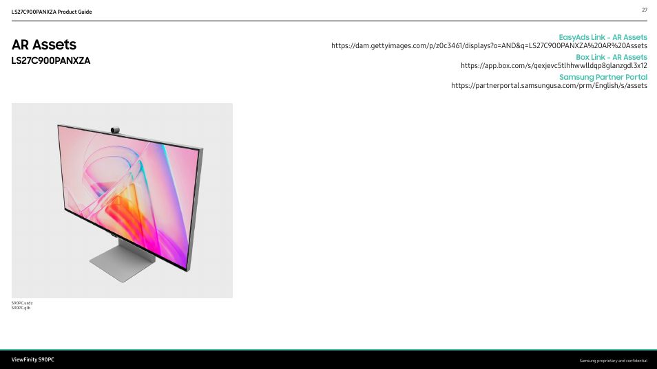 Ar assets | Samsung ViewFinity S9 27" 5K HDR Monitor with Webcam User Manual | Page 27 / 32