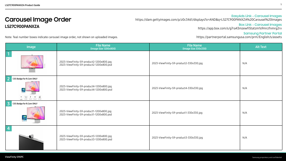 Carousel image order | Samsung ViewFinity S9 27" 5K HDR Monitor with Webcam User Manual | Page 5 / 32