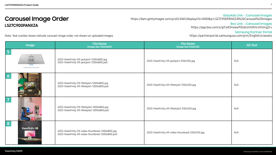 Carousel image order | Samsung ViewFinity S9 27" 5K HDR Monitor with Webcam User Manual | Page 6 / 32