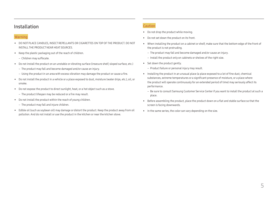Installation, Installation 5 | Samsung ViewFinity S8 32" 4K HDR Monitor User Manual | Page 5 / 43