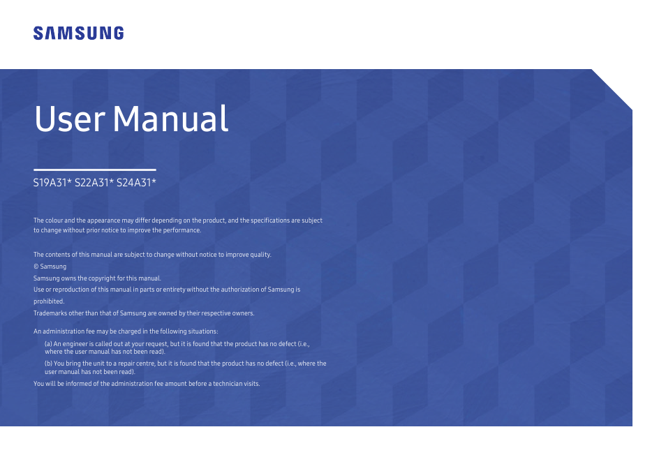 Samsung S24A310NHN 24" 16:9 VA Monitor User Manual | 32 pages