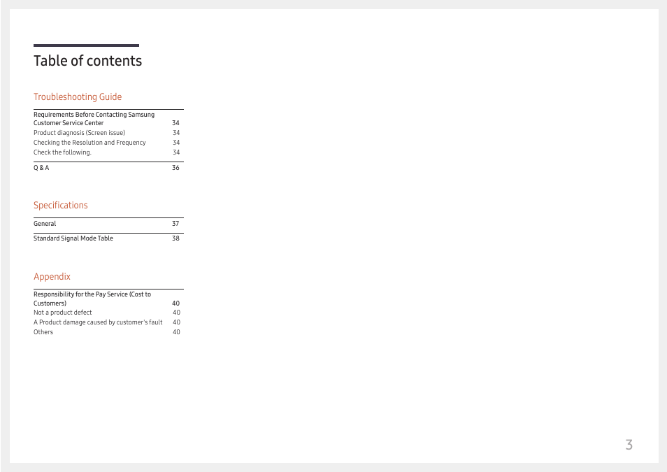 Table of contents 3 | Samsung FT874 31.5" 16:9 4K VA Monitor User Manual | Page 3 / 40