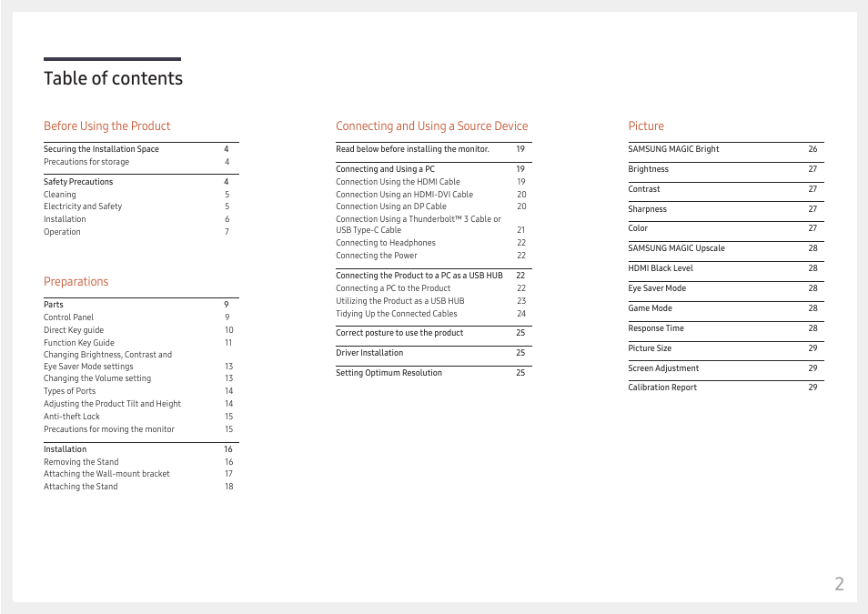Samsung CJ791 34" 21:9 Curved FreeSync VA Monitor User Manual | Page 2 / 48