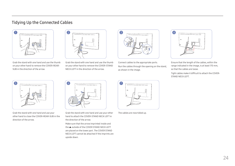 Tidying up the connected cables | Samsung CJ791 34" 21:9 Curved FreeSync VA Monitor User Manual | Page 24 / 48