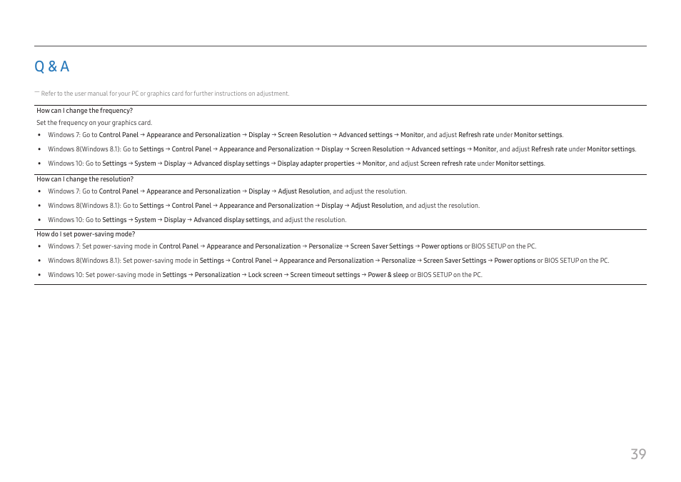 Q & a, 39 q & a | Samsung ViewFinity UR59C 32" 4K Curved Monitor User Manual | Page 39 / 44