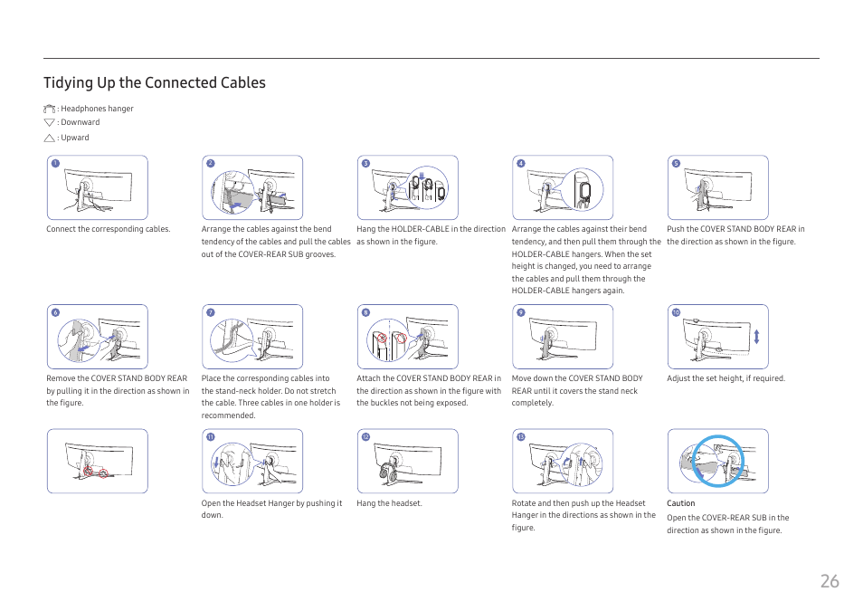 Tidying up the connected cables | Samsung C49RG9 49" 32:9 120 Hz Curved FreeSync HDR VA Gaming Monitor User Manual | Page 26 / 56