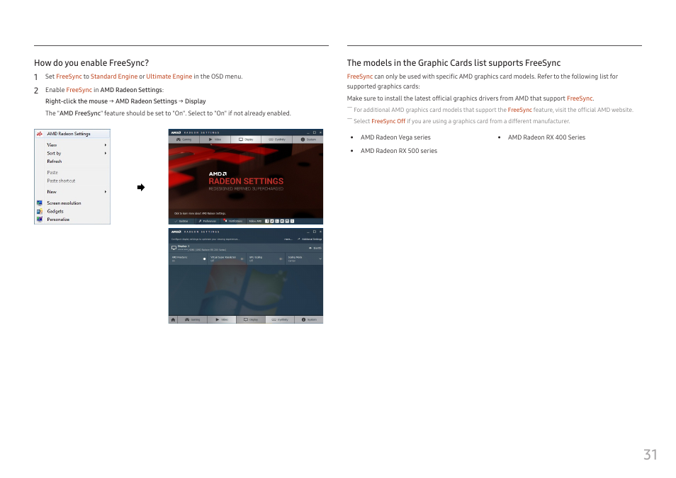 Samsung C49RG9 49" 32:9 120 Hz Curved FreeSync HDR VA Gaming Monitor User Manual | Page 31 / 56