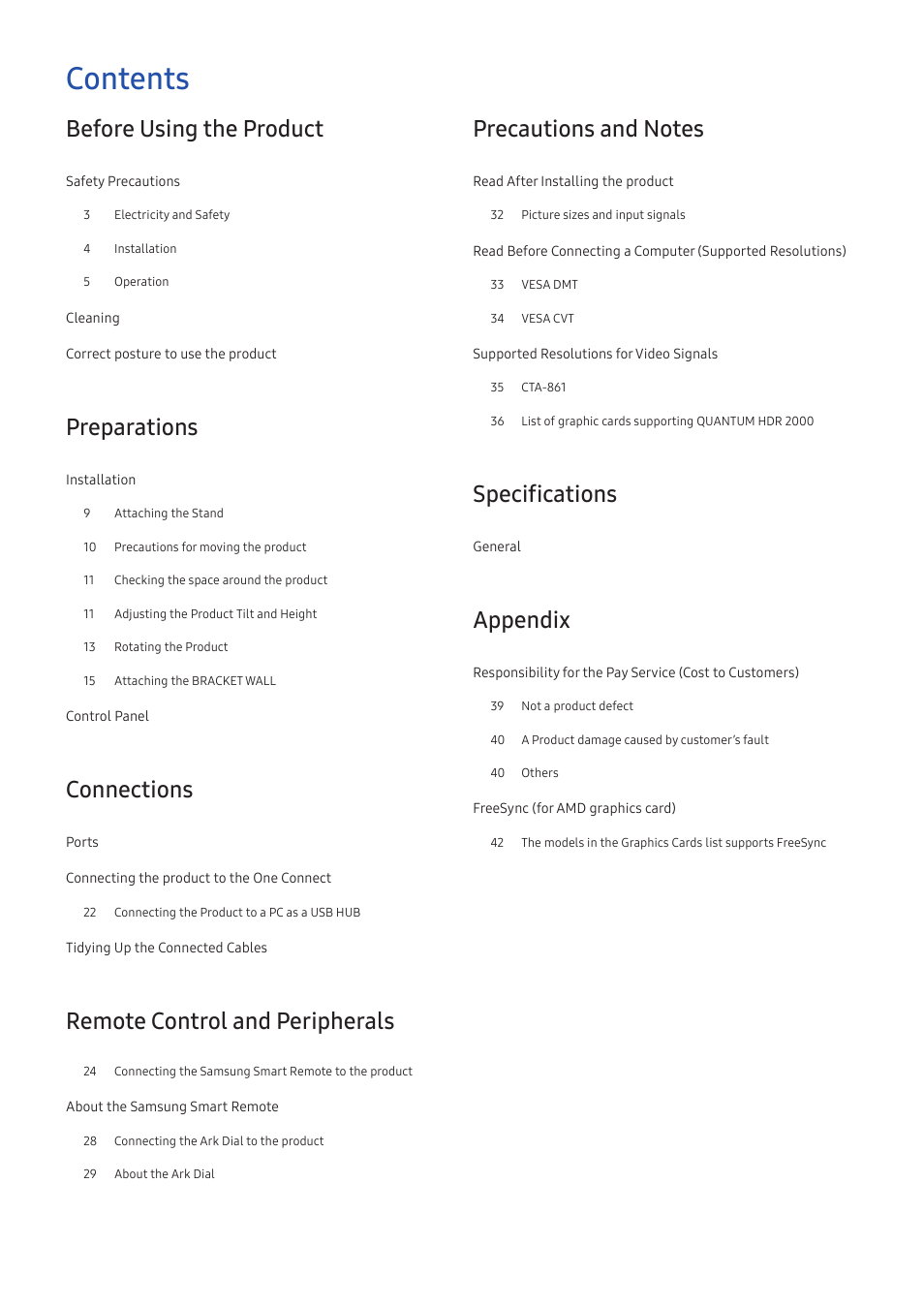 Samsung Odyssey Ark 55" 4K HDR 165 Hz Curved Gaming Monitor User Manual | Page 2 / 42