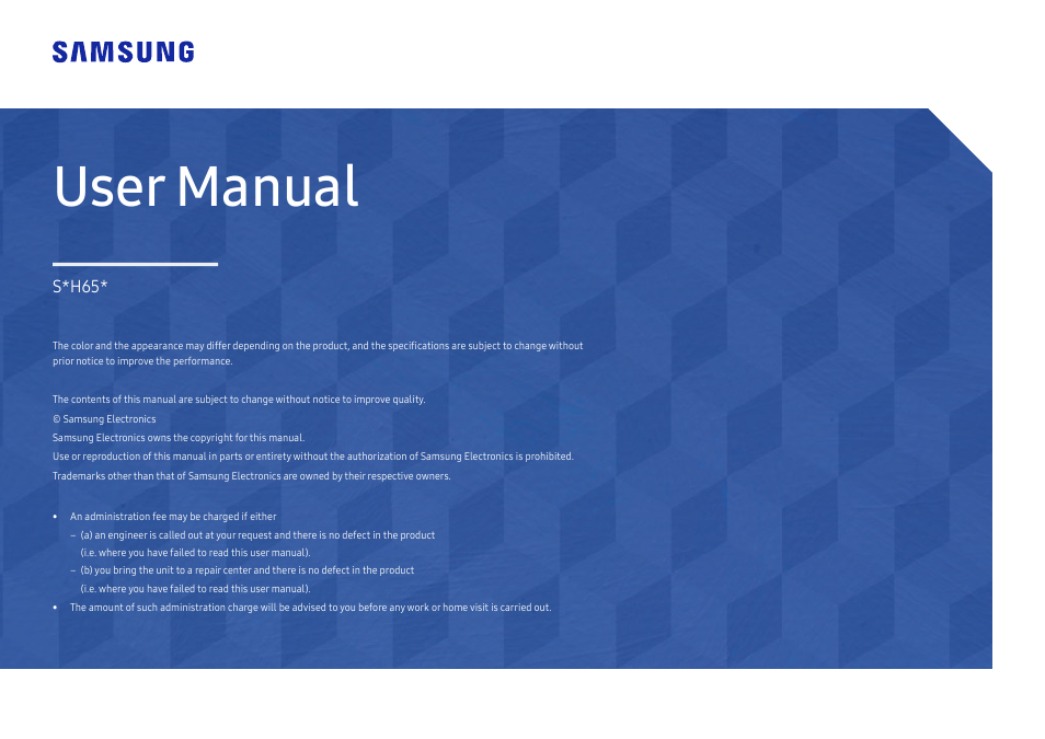 Samsung S27R650FDN 27" 16:9 IPS Monitor (Dark Blue-Gray) User Manual | 44 pages