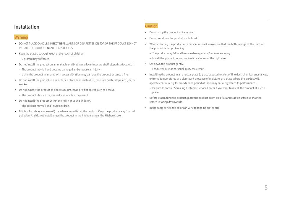 Installation, Installation 5 | Samsung LS27A400UJNXZA 27" IPS Monitor User Manual | Page 5 / 39