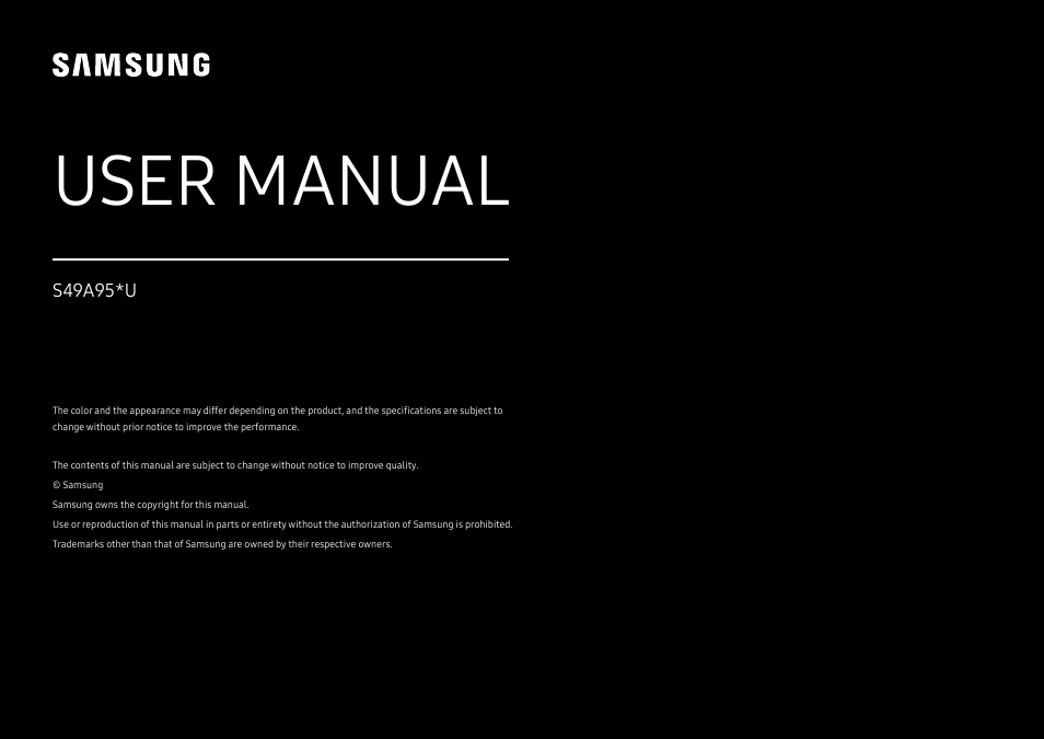 Samsung S95UA 49" 1440p HDR 120 Hz Curved Ultrawide Monitor User Manual | 45 pages