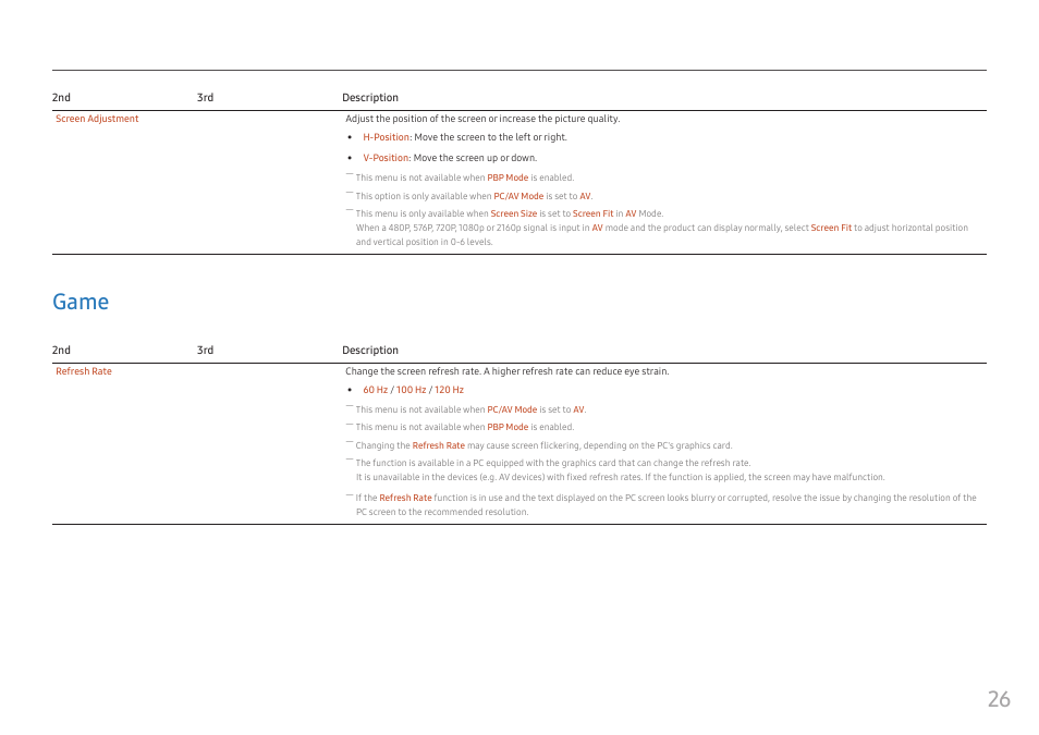 Game, Game 26 | Samsung S95UA 49" 1440p HDR 120 Hz Curved Ultrawide Monitor User Manual | Page 26 / 45