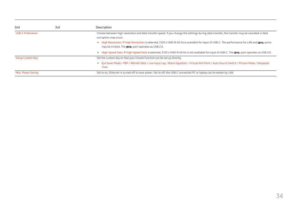 Samsung S95UA 49" 1440p HDR 120 Hz Curved Ultrawide Monitor User Manual | Page 34 / 45