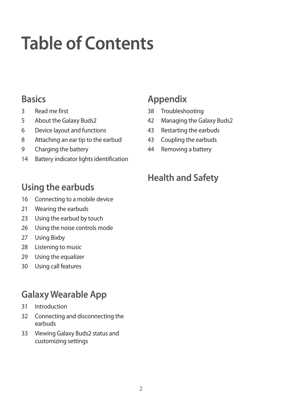 Samsung Galaxy Buds2 Pro Noise-Canceling True Wireless In-Ear Headphones (Graphite) User Manual | Page 2 / 55