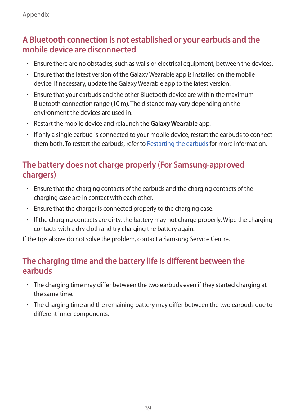 Samsung Galaxy Buds2 Pro Noise-Canceling True Wireless In-Ear Headphones (Graphite) User Manual | Page 39 / 55