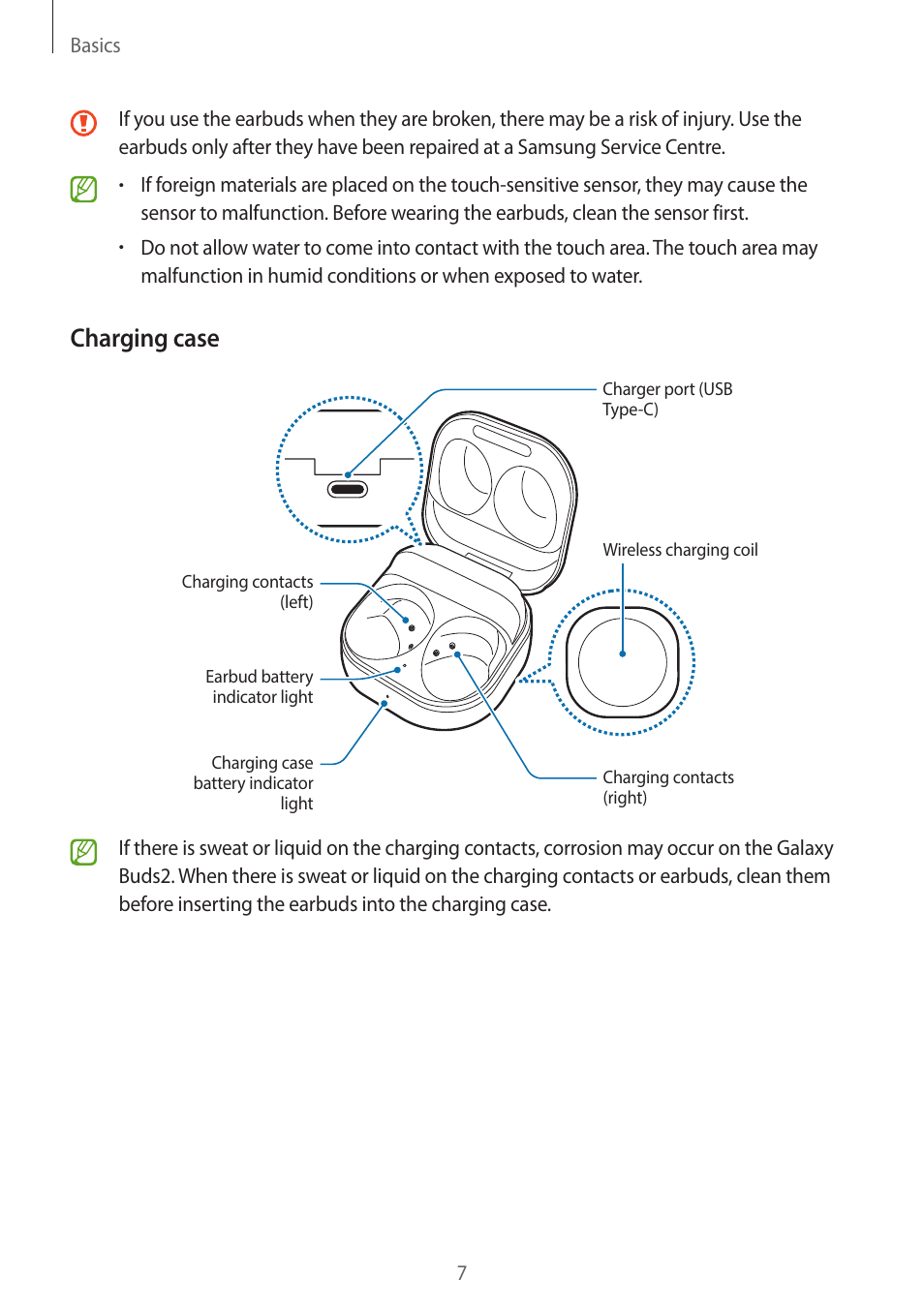 Charging case | Samsung Galaxy Buds2 Pro Noise-Canceling True Wireless In-Ear Headphones (Graphite) User Manual | Page 7 / 55