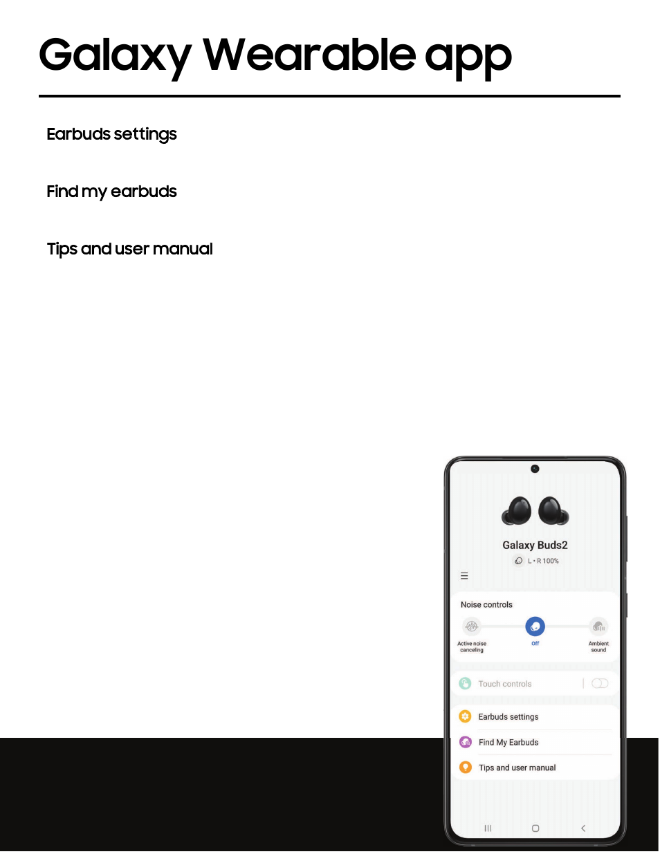 Galaxy wearable app, Galaxy, Wearable | Samsung Galaxy Buds2 Noise-Canceling True Wireless In-Ear Headphones (Lavender) User Manual | Page 17 / 27