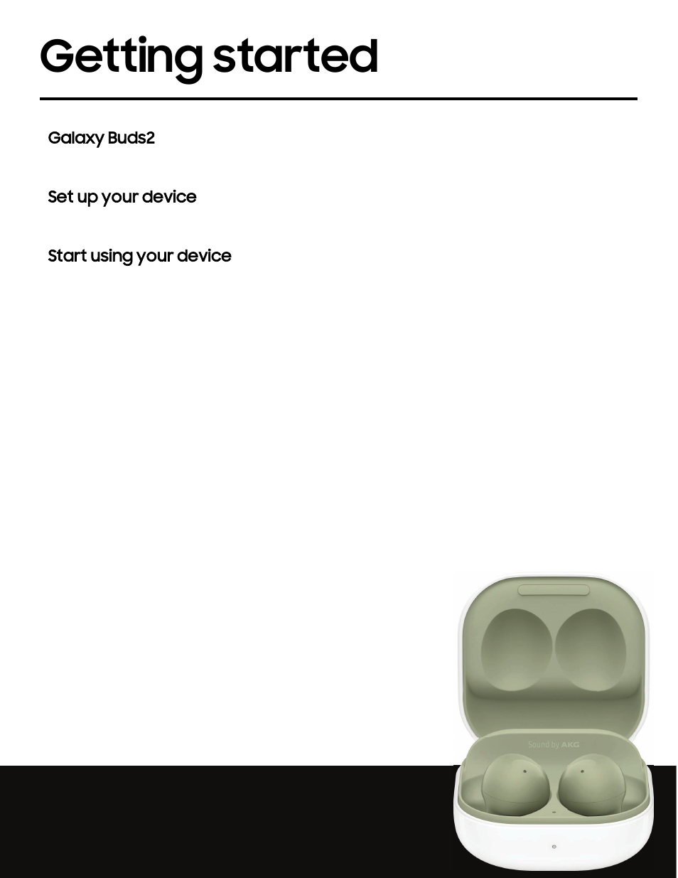 Getting started, Getting, Started | Samsung Galaxy Buds2 Noise-Canceling True Wireless In-Ear Headphones (Lavender) User Manual | Page 3 / 27