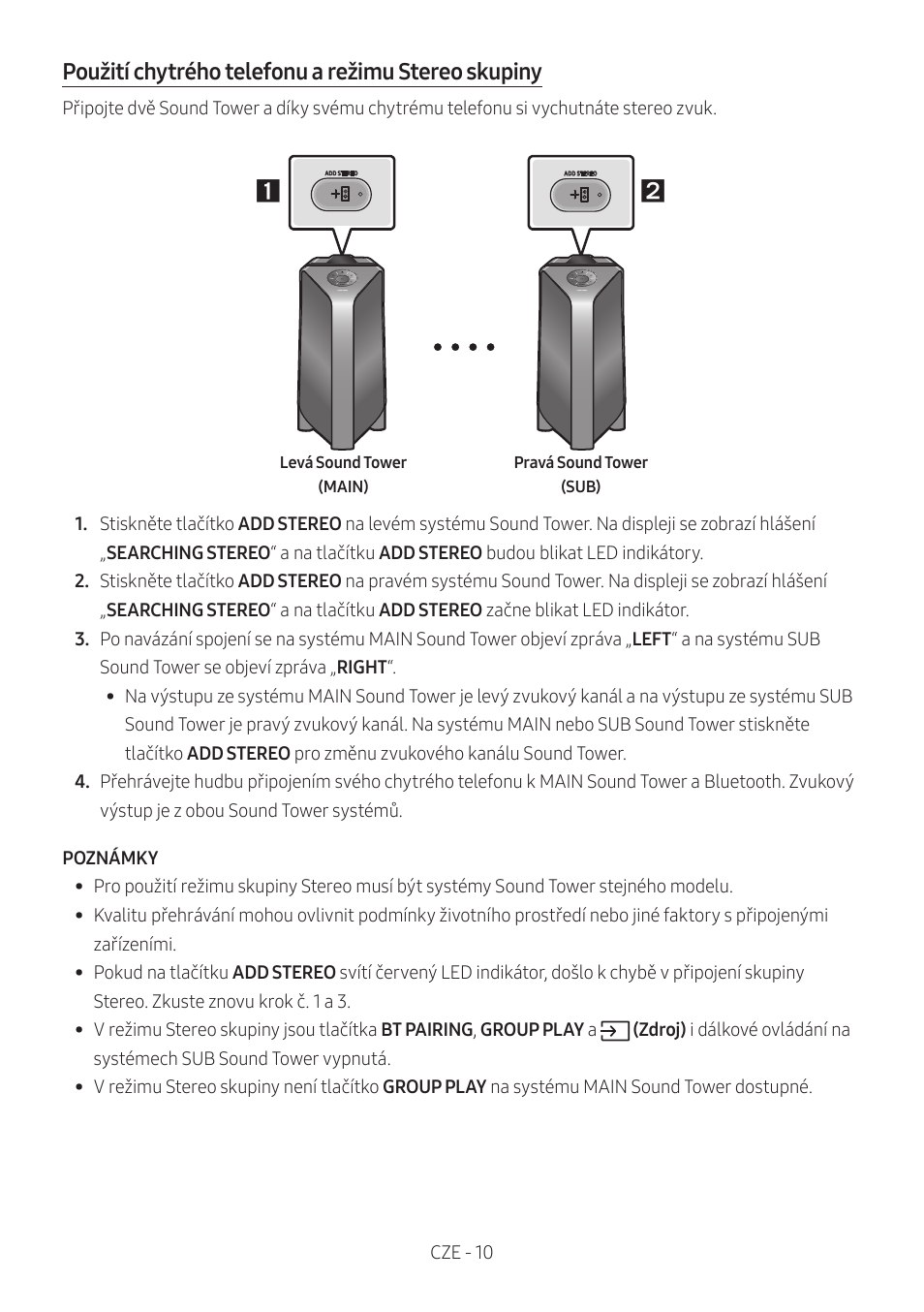 Použití chytrého telefonu a režimu stereo skupiny | Samsung MX-T50 Giga Party 500W Wireless Speaker User Manual | Page 104 / 512